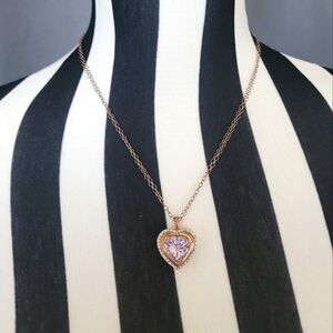 Lavender Gem Heart Rose Gold Pendant Necklace